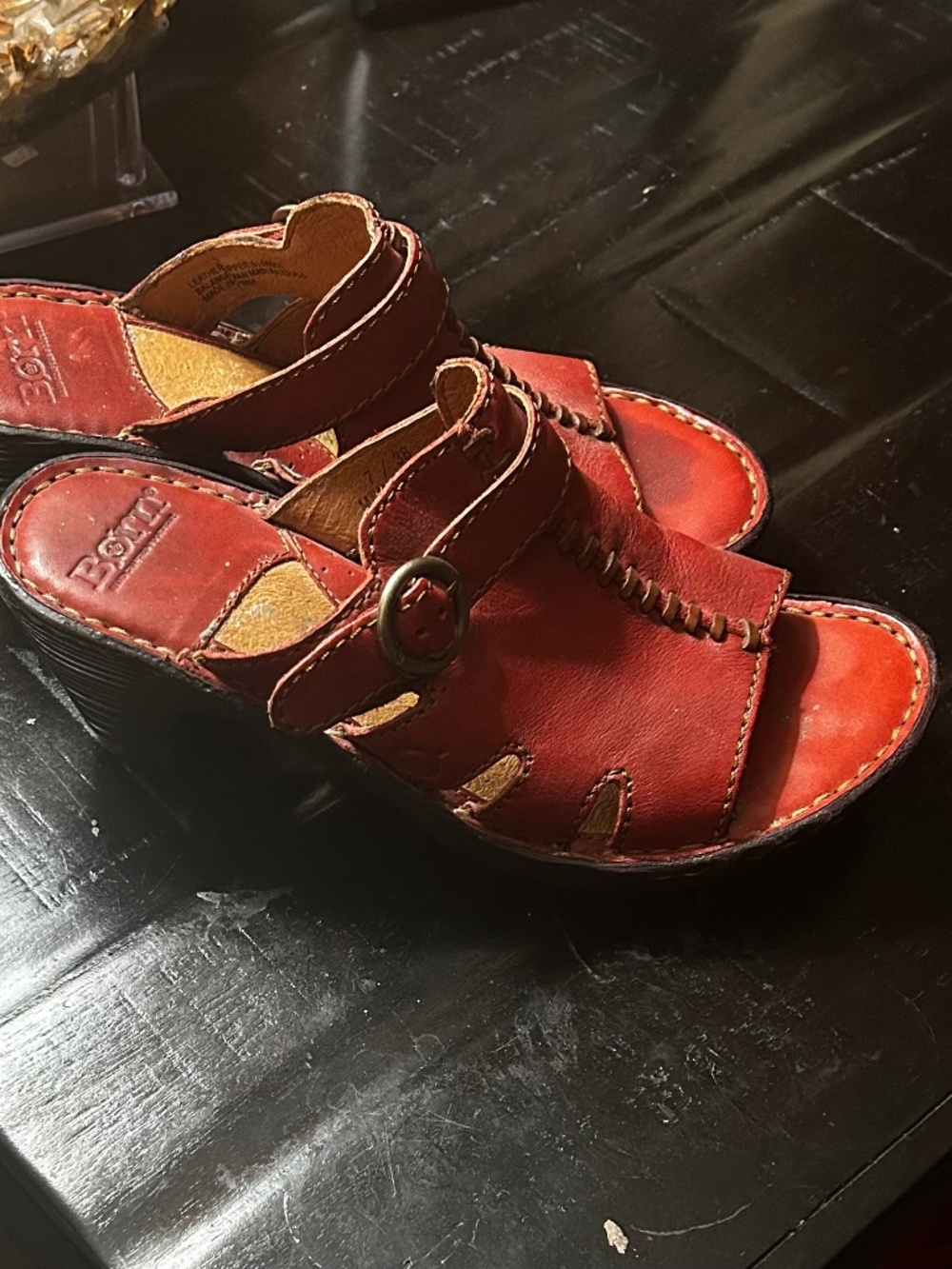 Born red leather sandals size 7 Boho comfortable